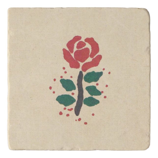 RED ROSE MARBLE STONE TRIVET (Front)