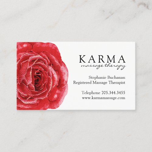 Red Rose Massage Therapist Business Cards