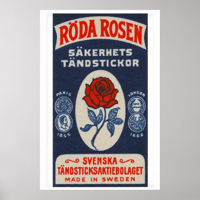 Red Rose - Matchbox Print - Sweden Wall Art (Front)