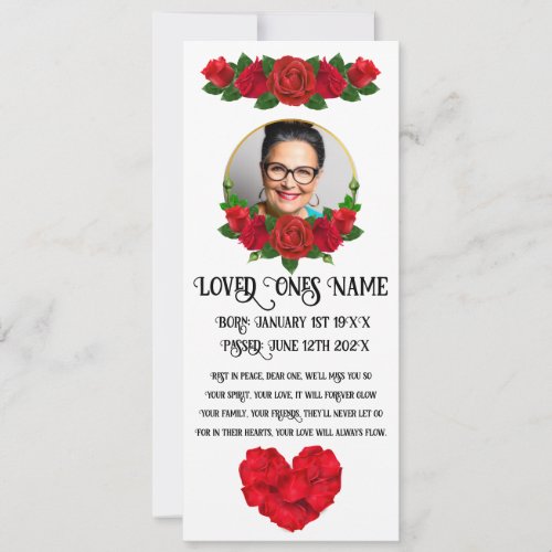 Red Rose MemorialFuneral Flat Card