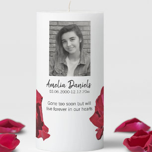 Red Rose Memorial Pillar Candle