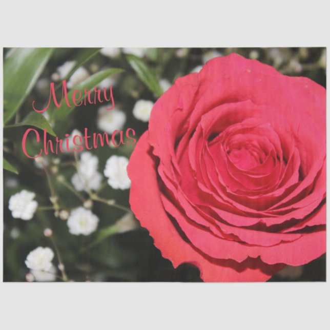 Red Rose Merry Christmas Tissue Paper (Front)