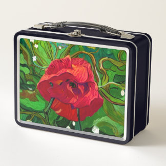 RED ROSE METAL LUNCH BOX