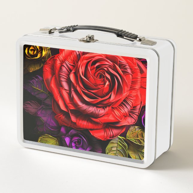 Red Rose Metal Lunch Box (Front)