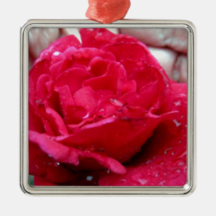 Red Rose Metal Ornament