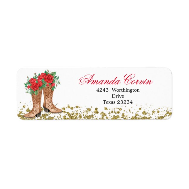 Red Rose Mexican Mis Quince Address Label (Front)