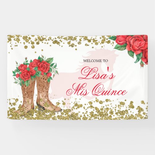 Red Rose Mexican Mis Quince Large Banner