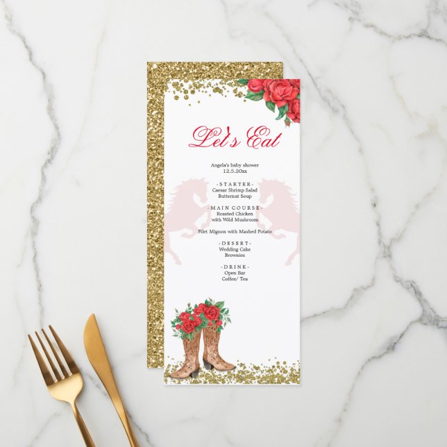 Red Rose Mexican Mis Quince Menu (Front/Back In Situ)