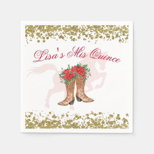 Red Rose Mexican Mis Quince Napkins