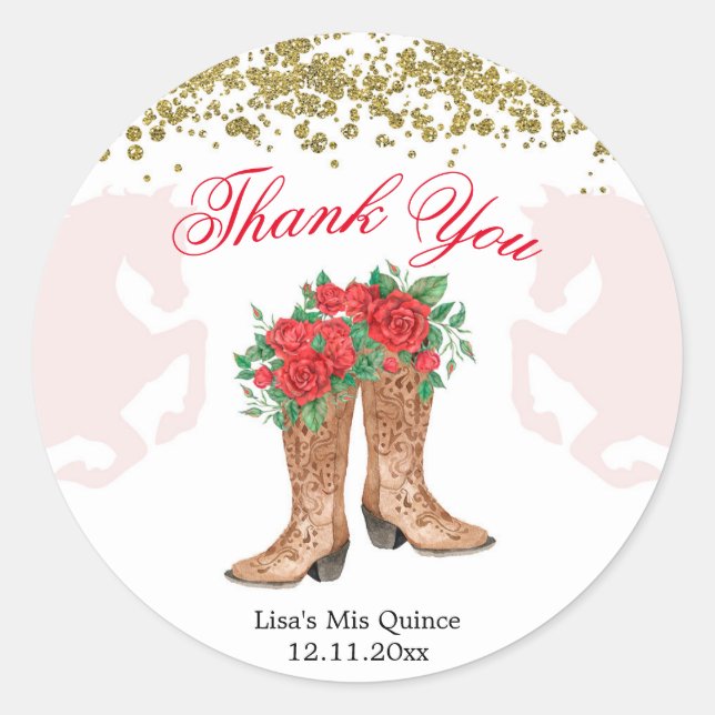 Red Rose Mexican Mis Quince Sticker (Front)