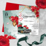 Red Rose Mexicana Green Lowrider Chola Quinceanera Invitation