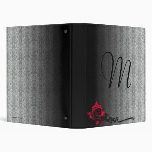 Red Rose Monogram Gothic Binder