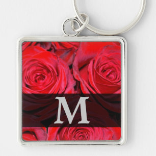 Red Rose Monogram Keychain