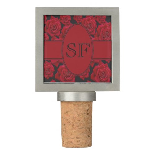Red Rose Monogram Wine Stopper