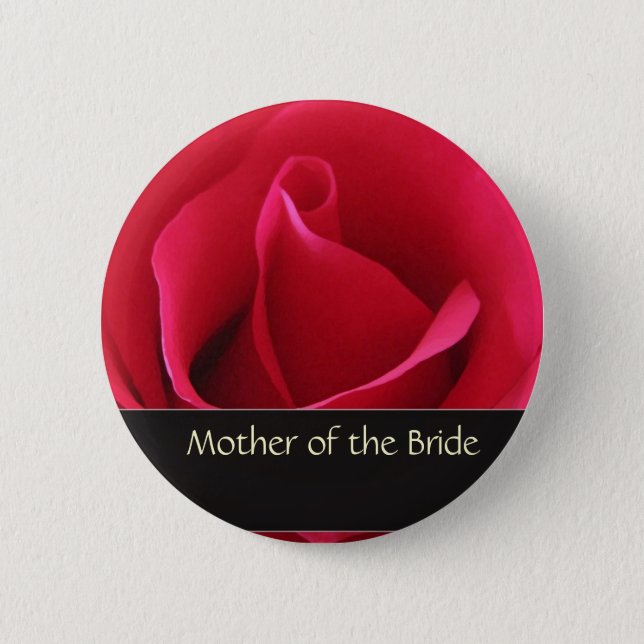 Red rose mother of the bride button (Front)