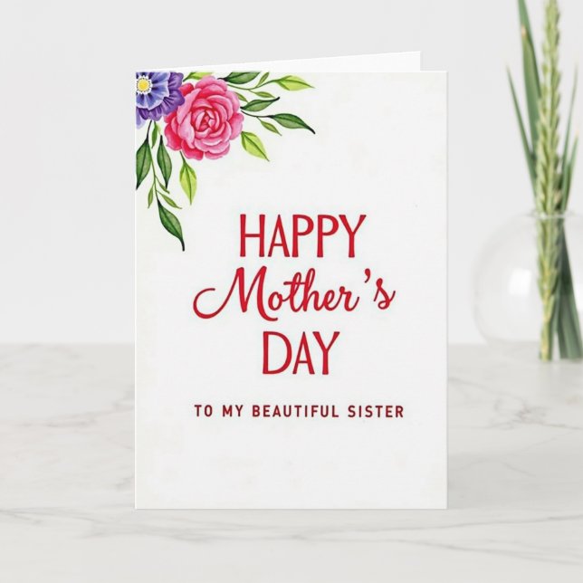 Red Rose Mothers Sister Card (Front)