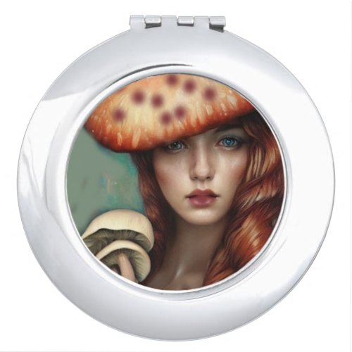 red rose mushroom lover artist designer compact mirror