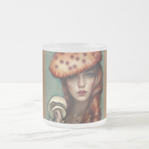 red rose mushroom lover artist designer frosted glass coffee mug