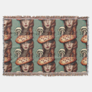 red rose mushroom lover artist designer throw blanket