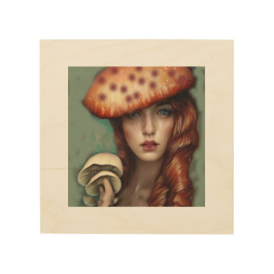 red rose mushroom lover artist designer wood wall art