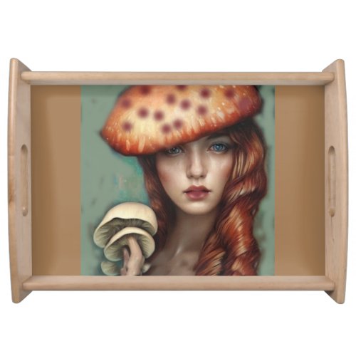 red rose mushroom lover kitchen gifts serving tray