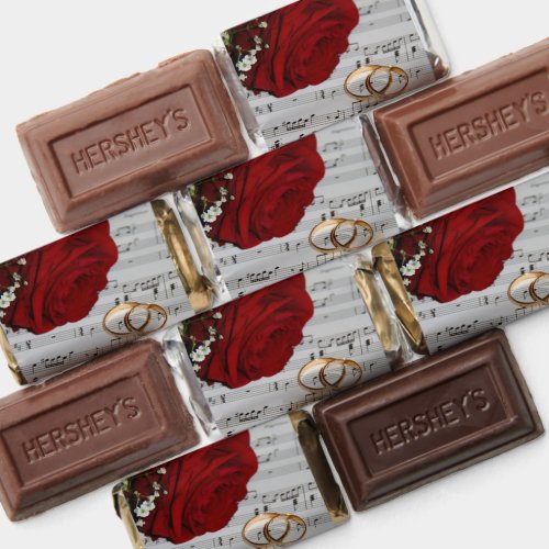 Red Rose Music Notes and Bridal Rings  Hersheys Miniatures