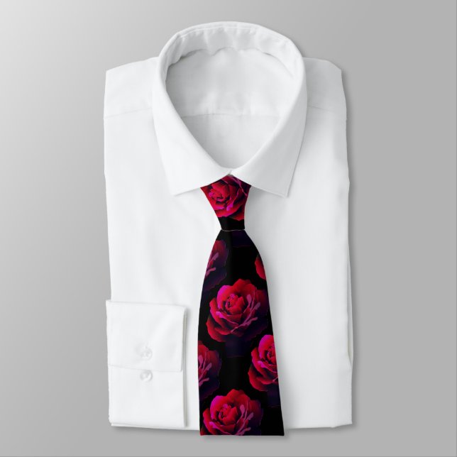 Red Rose Neck Tie (Tied)