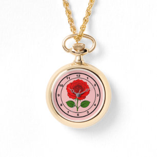 Red Rose Necklace Watch