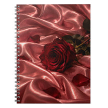 Red Rose Notebook | Pink Satin Feminine Gift
