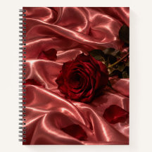 Red Rose Notebook | Pink Satin Romantic Journal