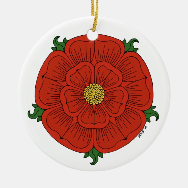 Red Rose of Lancaster Ceramic Ornament (Front)