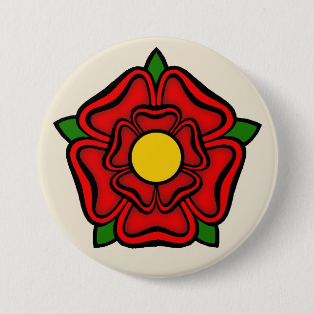 Red Rose of Lancaster, England Emblem of Royalty Pinback Button (Front)