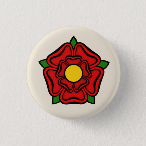 Red Rose of Lancaster England Emblem of Royalty Pinback Button