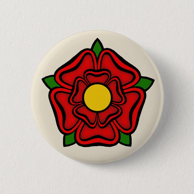 Red Rose of Lancaster, England Emblem of Royalty Pinback Button (Front)