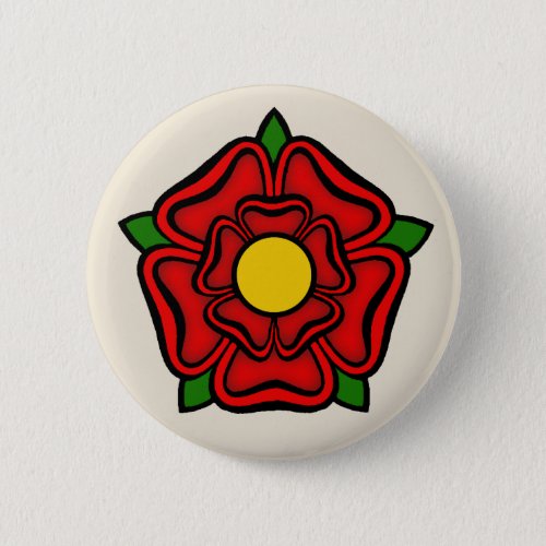 Red Rose of Lancaster England Emblem of Royalty Pinback Button