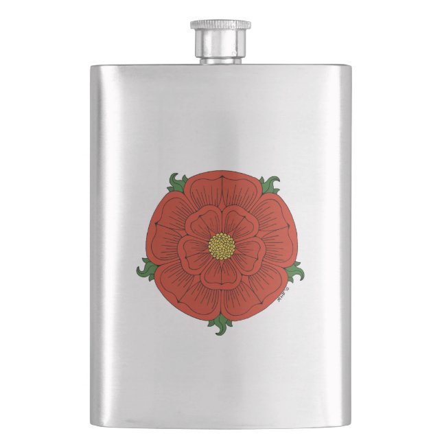 Red Rose of Lancaster Hip Flask (Front)