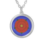 Red Rose Of Lancaster Silver Plated Necklace at Zazzle