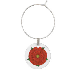 Red Rose of Lancaster Wine Glass Charm