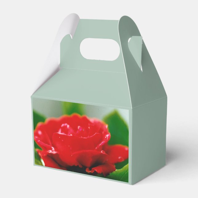 Red Rose of passion covered with dew drops  Favor Boxes (Front Side)