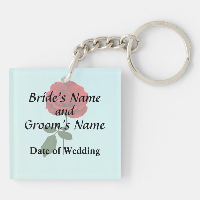 Red Rose of Summer Wedding Products Keychain (Back)