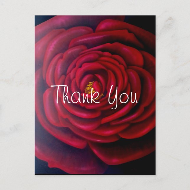 Red Rose Oil Painting Thank You Postcard (Front)