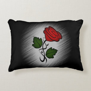 Red Rose on Black Accent Pillow