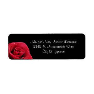 red rose on black address labels