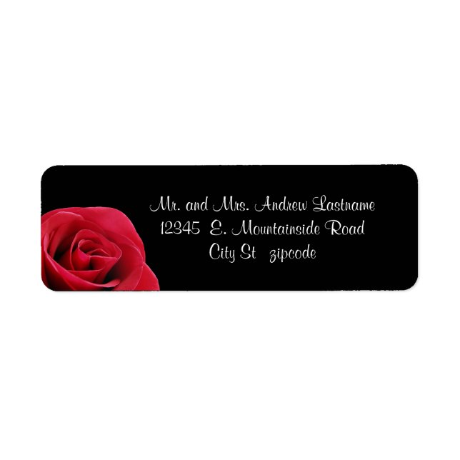 red rose on black address labels (Front)