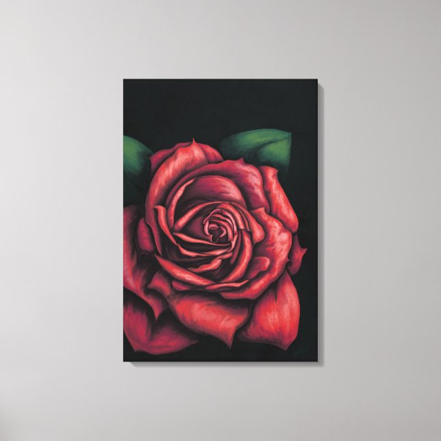 Red Rose on Black Background Canvas Print (Front)