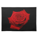 Red Rose On Black Background Placemat at Zazzle