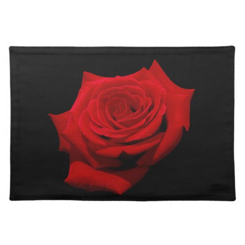 Red Rose on Black Background Placemat