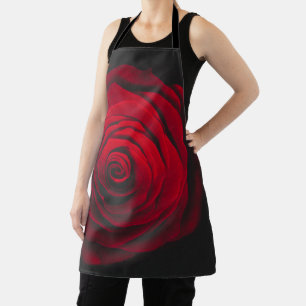 Red rose on black background vintage effect apron
