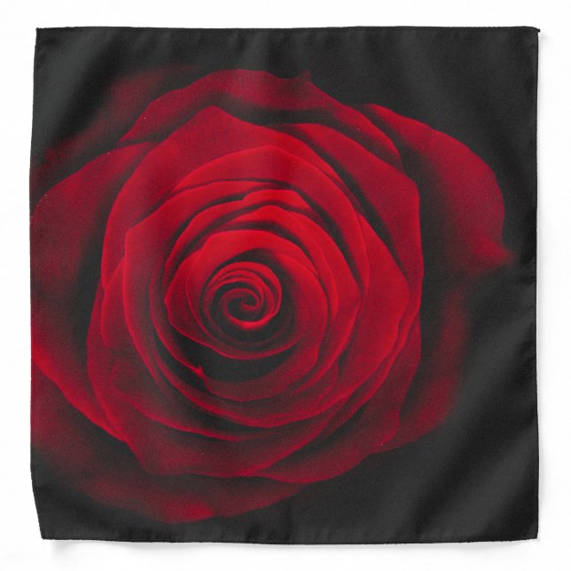 Red rose on black background vintage effect bandana (Front)