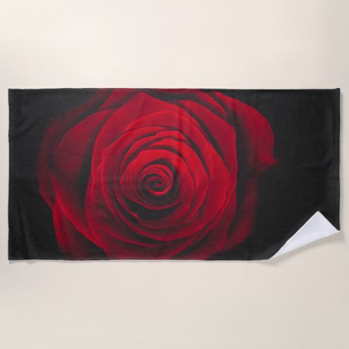 Red rose on black background vintage effect beach towel